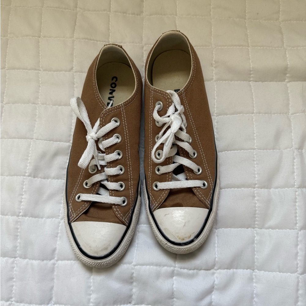 Converse Tan Canvas Sneakers with White Accents